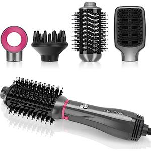 PARWIN PRO BEAUTY Set di spazzole ad aria calda 4 in 1, PARWIN PRO BEAUTY Styler, spazzola per asciugacapelli, con 4 accessori per asciugare, lisciare, volume e styling, cura degli ioni, 1000 Watt