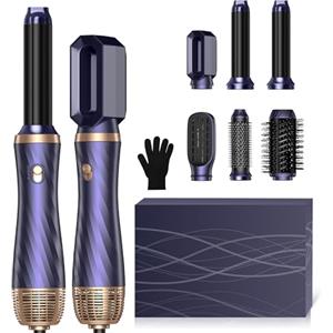 Atopskins Airstyler, set di spazzole ad aria calda, 6 in 1, 1000 W, con asciugacapelli, spazzola ad aria calda, spazzola termica Airflow, ferro arricciacapelli automatico, volume, spazzola lisciante