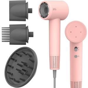 AINA Asciugacapelli, asciugacapelli con pettine diffusore per le donne - asciugacapelli BLDC - motore brushless, 110.000 giri/min, leggero, Ionic Travel, 3 accessori magnetici (rosa)