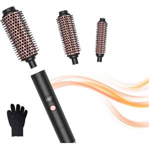 OKWRAP Thermal Brush, 3 in 1 Thermal Brush Set With 30/38/45 mm, Spazzola Termica Display LCD 110-190 ℃, Usato Come Spazzola Lisciante, Arricciacapelli Spazzola, Spazzola Capelli Ricci a Doppia Tensione