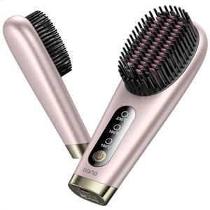 llano Spazzola Lisciante per Capelli Cordless Mini Piastra per Capelli a Ioni Negativi,Batteria da 6400 mAh Fino a 110 minuti di autonomia,Rivestimento Ceramico, 3 Livelli di Temperatura (Rosa)