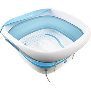 HoMedics Foldaway Luxury Foot Spa, Massaggiatore Piedi Salvaspazio con Massaggio Vibrante Rilassante, Vasca per Idroterapia Pieghevole con Acu-Nodi e Funzione Mantenimento Acqua Calda, Taglia Max: 47