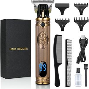 URAQT Tagliacapelli Professionale, Trimmer Capelli Barba Elettrica Trimmer con Display LCD, USB Ricaricabile Rasoio Elettrico Capelli T-Blade Tagliacapelli Uomo Kit Adatto per Casa e Barbiere(B)