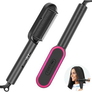 PARWIN PRO BEAUTY Spazzola lisciante per capelli ionici, ferro lisciante parwin pro beauty, capelli raddrizzatore spazzola con display a led, protezione anti-bruciore, 20s PTC riscaldamento e 4 regolazioni di