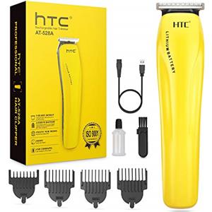 HTC Tagliacapelli Uomo Professionale, Regolabarba Elettrico Barba Rasoio Capelli con 4 Pettine Guida e Potenti Batterie al litio Ricaricabili Incorporate, per la Cura di Barba, Capelli e Corpo (giallo)