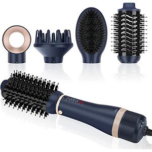 PARWIN PRO BEAUTY 4 IN 1 Styler, Spazzola Asciugacapelli PARWIN PRO BEAUTY Spazzola Elettrica per Capelli, Spazzola ad Aria Calda, Spazzola Phon per Capelli, 4 allegati, Lisciante, Volumizzante, Asciugare, 1000W (Blu)