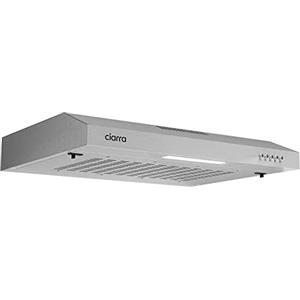 CIARRA CBCS6903 Cappa Aspirante 60 cm Sottopensile Cappa da Cucina con Pannello Argento LED Montaggio a Parete con Ventola Estrattore (Argento) inclusa carbone CBCF001