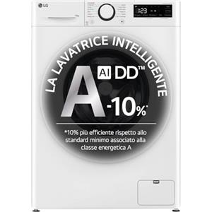 LG AI DD F4R3010NSWW Lavatrice Classe A -10%, Carica Frontale Serie R3, Lavatrice 10kg, 1400 giri, AIWash, Lavaggio a vapore, Motore Direct Drive, Smart Diagnosis, Libera installazione, Bianca