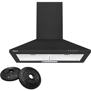 CIARRA Classe A Cappa Aspirante 60 cm CBCB6201 370 m³/h Cappa da Cucina in Acciaio INOX 3 livelli di potenza illuminazione a LED- Filtro carbone CBCF002X2(Nero)