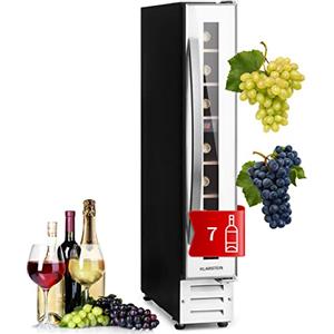 KLARSTEIN Cantinetta Vino Design da Incasso, Cantinetta Vino Refrigerata a Zona Singola per Vino Rosso, Bianco e Birra, Controlli Touch, Frigo Vino per Esterno/Interno, 20L, 7 Bottiglie