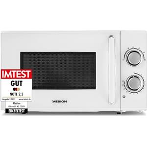 MEDION Forno a microonde, potenza circa 700 watt, capacità circa 17 litri, 6 livelli, funzione di scongelamento, MD 15644, bianco