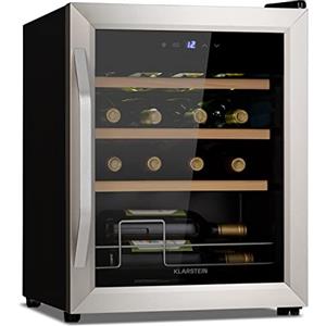 KLARSTEIN Vinamour - Frigorifero per vino Fridge con porta in vetro, con tecnologia Touch Control, 5-18 °C, autoportante, 1 zone, 16Fl./42l