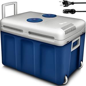 tillvex Frigorifero elettrico Portatile da 40L con rotelle | Mini-frigorifero campeggio da 230 V e 12 V per auto, camion, barca o camper | rinfresca e riscalda | modalità ECO (Blu)