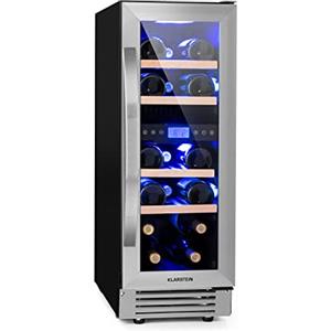 KLARSTEIN Cantinetta Vino Design da Incasso, Cantinetta Vino Refrigerata a Zona Doppia per Vino Rosso, Bianco e Birra, Controlli Touch, Frigo Vino Cantinetta per Esterno/Interno, 53L, 17 Bottiglie