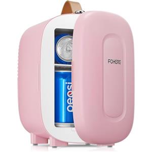 FOHERE Mini frigo da camera, 5L frigorifero piccolo per la cura della pelle, USB/220V CA/12V CC, per ufficio, dormitorio, auto,cosmetici, bevande, frutta, rosa