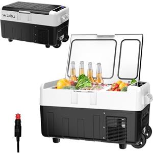 WOLTU Frigorifero Elettrico Portatile, Mini Frigo a Compressore da 30L, Congelatore con Ruote, Maniglia e Porta USB, 12/24V e 100-240V, per Auto, Barca, Camion, Camper, KUE013wsz