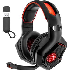 EMPIRE GAMING - WarCry P-W1 Cuffie Gamer Senza fili con Microfono -PC/PS4/PS5/Xbox/Switch/Mac -Wireless 2,4 GHz -Suono Surround Stereo -LED Rosso