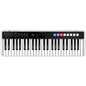 IK Multimedia Irig Keys I/O Midi 49 Tastiera Midi, Tastiera Piano Portatile per Mac, iPhone e iPad, 49 Tasti, 8 Pad, Stazione di Produzione Musicale, Software e Applicazioni Inclusi, Nero/Bianco