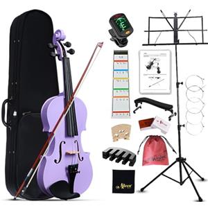 Aileen MUSIC Aileen 1/2 Violino per Bambini da 6 a 10 Anni, Kit per Principianti di Violino a Mezza Misura, Set di Avviamento al Violino Viola per la Scuola con 13 Accessori, incluso Esclusivo Adesivo per Tastiera