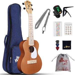 Winzz Ukulele da concerto per bambini, per principianti e adulti, 58 cm, colore marrone