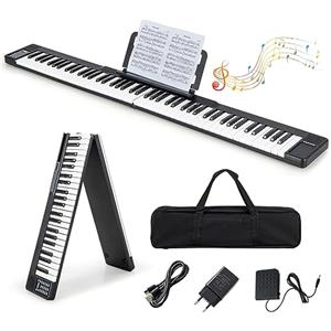 COSTWAY Tastiera Pianoforte Elettronica 88 Tasti, Divisibile in Due Tastiere, Pianoforte Digitale Portatile con Borsa per Tastiera Elettronica, Bluetooth/MIDI/USB, per Principianti (Nero)