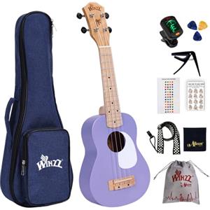 Winzz Ukulele soprano per bambini per adulti e bambini, 53 cm, colore viola