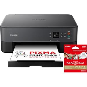 Canon PIXMA TS5350i nera, 3-in-1, Wi-Fi, funzioni copia e scanner, compatibile con PIXMA PRINT PLAN,stampa foto senza bordo, include nella confezione la carta fotografica PP-201 9x9cm - colore nero