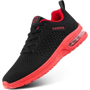 Hitmars Scarpe Running Donna Uomo Scarpe Ginnastica Scarpe da Corsa Sneakers Sportive Tennis Scarpe Sport Platform Fitness Air A Nero Rosso EU 41