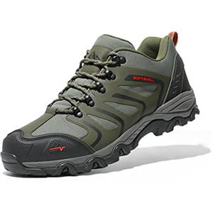 NORTIV 8 Scarpe da Escursionismo Uomo Trekking Arrampicata Sportive All'aperto Impermeabili Traspiranti Sneakers Armee/Grün/Schwarz/Orange 160448_Low-E Größe 48 (EUR)