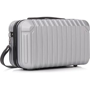 R.Leone Valigia Ryanair 40x20x25 cm Traccolla Bagaglio a mano Beauty Case in ABS 2208 (Argento, XS Beauty case 40x20x25cm)