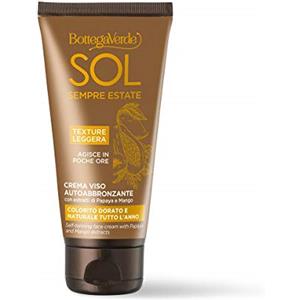 Bottega Verde, SOL Sempre Estate - Crema viso autoabbronzante con estratti di Papaya e Mango (50 ml) - colorito dorato e naturale tutto l'anno