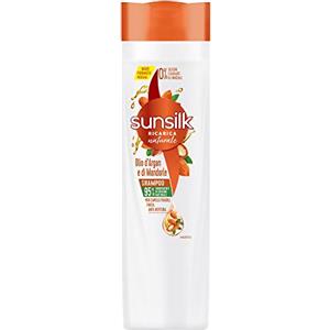 Sunsilk, Shampoo Olio d'Argan e di Mandorle, Shampoo per Capelli Fragili e Sciupati, Formula Nutriente e Rinforzante, con Olio d'Argan e Olio di Mandorle Biologico, Senza Siliconi, 400ml