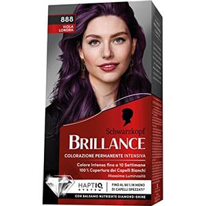 Schwarzkopf, Brillance Colorazione Permanente Intensiva, Tinta per Capelli, Crema Colorante con Balsamo Nutriente Diamond Shine, Tonalità 888 Viola Londra