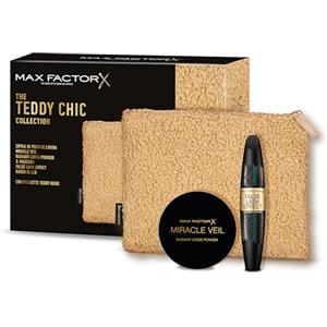 Max Factor, Cofanetto Regalo Donna Teddy Chic, Pochette in morbido tessuto teddy con Mascara False Lash Effect Raven Black + Cipria Miracle Veil