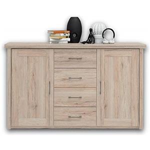 Stella Trading Elegante cassettiera Luca Komfort in stile rustico, credenza caratteristica, rovere San Remo, per la vostra camera da letto, 150 x 91 x 42 cm (L x A x P)