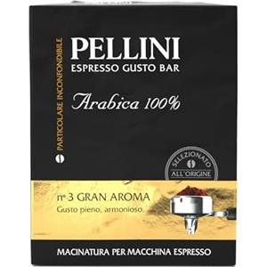 Pellini Gustobar N.3, Caffè Macinato per Macchina Espresso dal Gusto Pieno e Corposo, Miscela 100% Arabica a Tostatura Lenta, 2 Confezioni da 250g