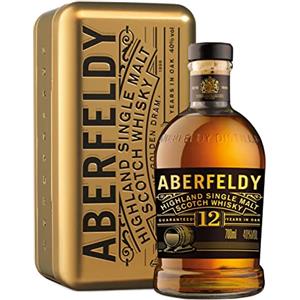 Aberfeldy 12 Anni Highland Scotch Single Malt Whisky, Vol. 40%, 700 ml, in confezione regalo, invecchiato in botti di rovere, note di miele, frutta, spezie, vaniglia e sentori affumicati, 70 cl