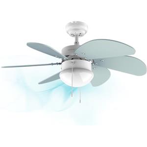 Cecotec EnergySilence 3600 Vision Sky Ventilatore da soffitto, 50 W, diametro 92 cm, lampada, 3 velocità, 6 lame reversibili, funzione estate/inverno, interruttore a catena, bianco/blu