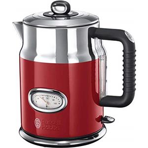 Russell Hobbs Bollitore Elettrico - 1,7 L, 2400 W - Acciaio Inox Color Rosso Lucido; Ebollizione Rapida; Display Temperatura Dell'Acqua, Indicatore Livello Dell'Acqua, Bollitore Retro 21670-70