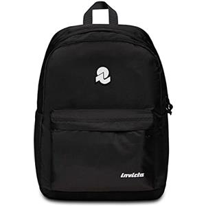 Invicta Zaino Scuola CARLSON, Nero - Tasca Interna, Tasca Porta PC, Tasche Laterali Porta Borraccia - Zaino Viaggio, Zaino Università - Eco Material