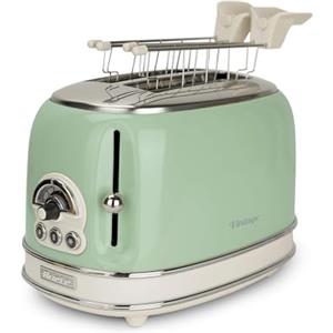 Ariete 155 Tostapane Vintage 2 fette di pane - con pinze - 6 livelli di tostatura - 810 Watt- Acciaio Inox - Linea Vintage - Verde