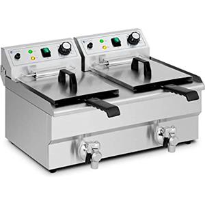 Royal Catering RCPSF 18ETH Friggitrice Elettrica Professionale Pro Due Doppio Vassoio Zone Fredde In Inox 2 X 11 L Monofase 230 V