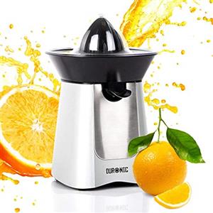 Duronic JE6 SR Spremiagrumi elettrico 100W, Estrattore in acciaio inox, Spremiagrumi automatico con filtro, Spremitore con 2 coni, per succo di arancia limone lime pompelmo, Beccuccio anti-goccia