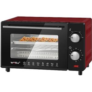 WOLTU Fornetto Elettrico 10L 650W, Forno per Pizza Elettrico, Mini Forno con Teglia, Griglia e Pinza, Temperatura tra 100-230℃, Timer 0-60 min, 650W, Rosso, BF14rt