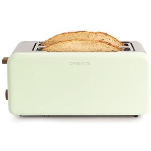 CREATE/TOAST RETRO XL/Tostapane per fette larghe verde / 1500 W, vassoio raccolte, termostato, 6 livelli di potenza