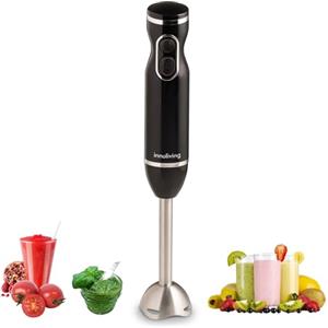 Innoliving Frullatore a Immersione, Potenza 400W, 2 Velocità con Tasto Turbo, Gambo Removibile, Lame in Acciaio INOX, Anello per Appendere, Potente e Versatile (Gambo in Acciaio INOX)