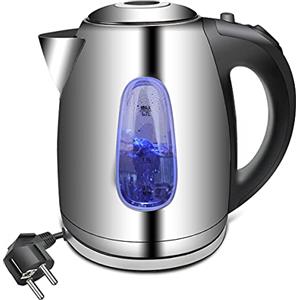 EXTRASTAR Bollitore Acqua Elettrico, 2200W, Bollitore da 1,7L in inox con indicatore luminoso a LED blu, bollitore elettrico senza BPA con spegnimento automatico e protezione da bollitura a secco.