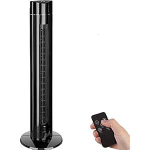 BAKAJI Ventilatore a Torre Colonna XL Oscillazione Automatica Potenza 60 W Altezza 107 cm con 3 Velocità Funzione Ionizzatore Purificatore Aria Timer 7 Ore Telecomando Design Moderno Nero