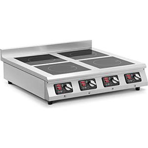 Royal Catering RCIK-3500IC4.3 - Piastra a induzione, 4 x 20 cm, con timer a 10 livelli, a induzione, a induzione