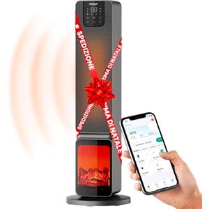 Wintem Termoventilatore in ABS con Display LED per un Controllo Intuitivo, Comoda App e Telecomando per Controllo da Remoto - Funzione Oscillante e 2 Intensità di Calore 800W e 2000W